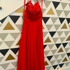 Red full length gown. GLOW Dress size 2